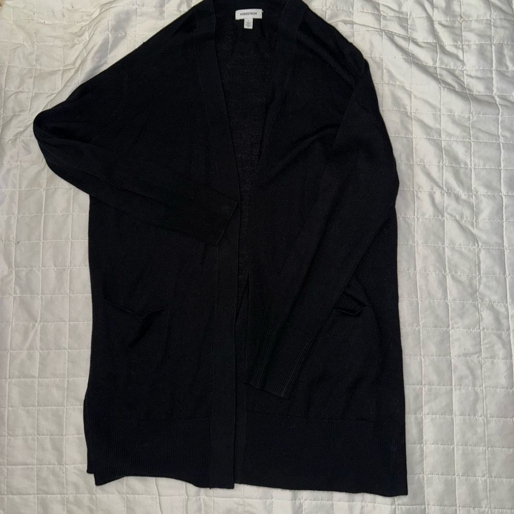 Nordstrom Black Open-Front Cardigan